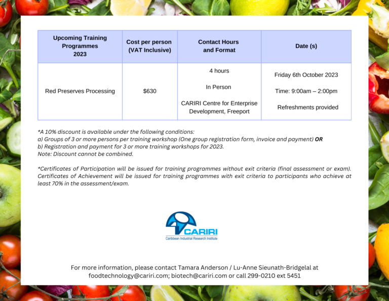 Food Technology Training Calendar 2023-1-4
